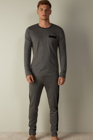 Intimissimi Basic Supima® Pamut Pant Set Pizsama Férfi Mélyszürke | HUFM3140