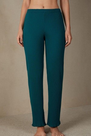 Intimissimi Cozy Mountains Bordázott Pants Pizsama Női Zöld | HUDN3997