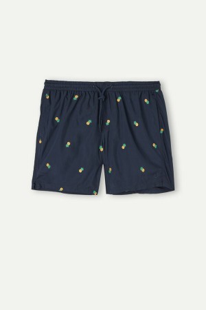 Intimissimi Embroidered Pineapple Úszónadrág Férfi Kék | HUAP3311