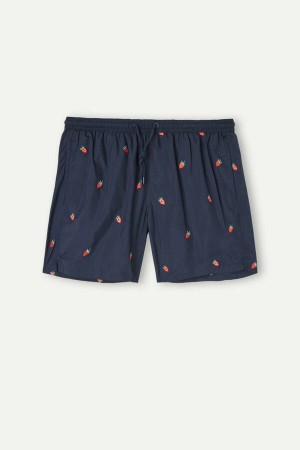 Intimissimi Embroidered Strawberry Úszónadrág Férfi Kék | HUBC3298