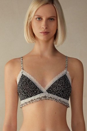 Intimissimi Emma A Floral Affair Triangle Melltartók Női Fekete | HUQZ4896