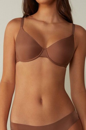 Intimissimi Francesca Ultralight Microfiber Balconette Melltartók Női Sötétbézs | HUTV4455