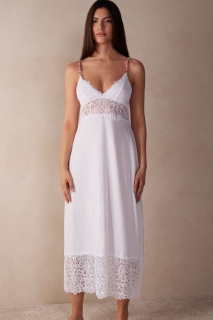 Intimissimi Hot Summer Days Long Nightgown in Supima® Ultrafresh Pamut Fehérnemű Női Fehér | HUSO4102