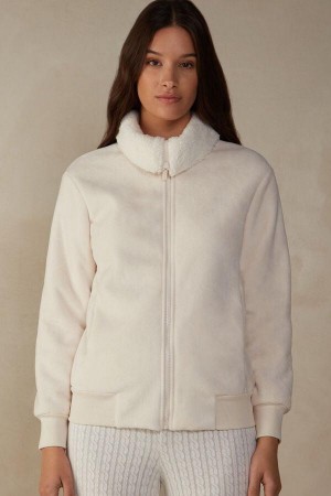 Intimissimi Lady from the Mountains Fleece Bomber Pizsama Női Bézs | HUPQ3851