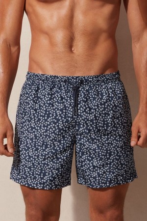 Intimissimi Micro Flower Print Úszónadrág Férfi Kék | HURW3318