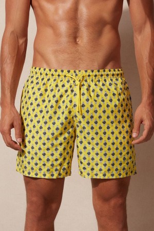 Intimissimi Micro Watch Print Úszónadrág Férfi Sárga | HUEX3293