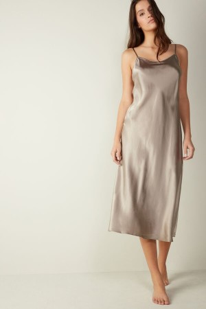 Intimissimi Midi-Length Slip in Silk Fehérnemű Női Bézs | HUHK4131