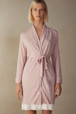 Intimissimi Modal Csipke Detail Robe Pizsama Női Világos Rózsaszín | HUIS3853