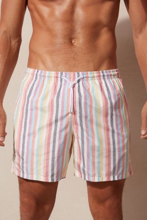 Intimissimi Multicolor Stripe Print Úszónadrág Férfi Színes | HUMA3296