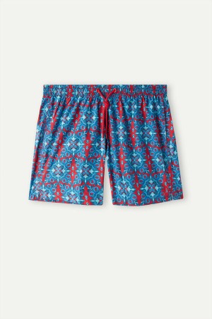 Intimissimi Red Moroccan Print Úszónadrág Férfi Piros | HUHK3306