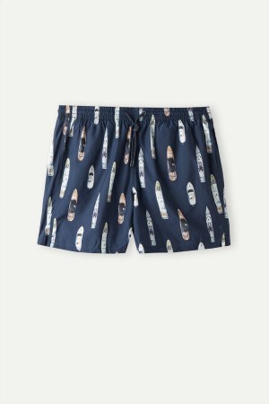 Intimissimi Ship Print Úszónadrág Férfi Kék | HUVD3299