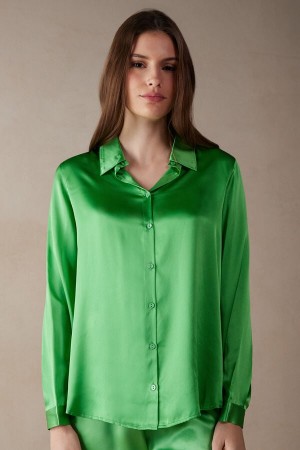 Intimissimi Silk Shirt Hosszú Ujjú Női Menta | HURW4221
