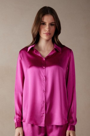 Intimissimi Silk Shirt Hosszú Ujjú Női Rózsaszín | HUQZ4224