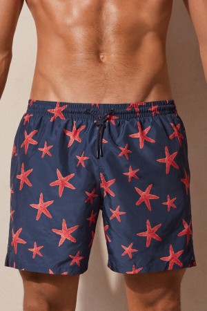 Intimissimi Starfish Print Úszónadrág Férfi Kék | HUWY3294