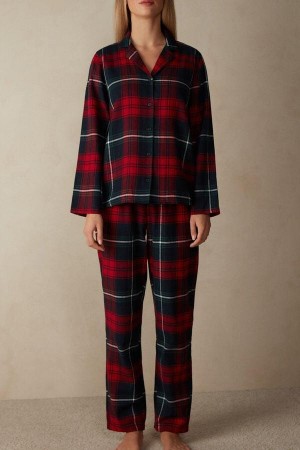 Intimissimi Tartan Love Brushed Fabric Pizsama Női Piros | HUAP3825