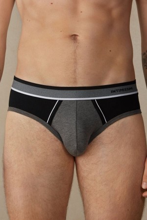 Intimissimi Two-Tone Stretch Supima® Pamut Rövidnadrágok Férfi Mélyszürke Fekete | HUBC3369