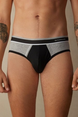 Intimissimi Two-Tone Stretch Supima® Pamut Rövidnadrágok Férfi Fekete Világos Szürke | HUMA3367